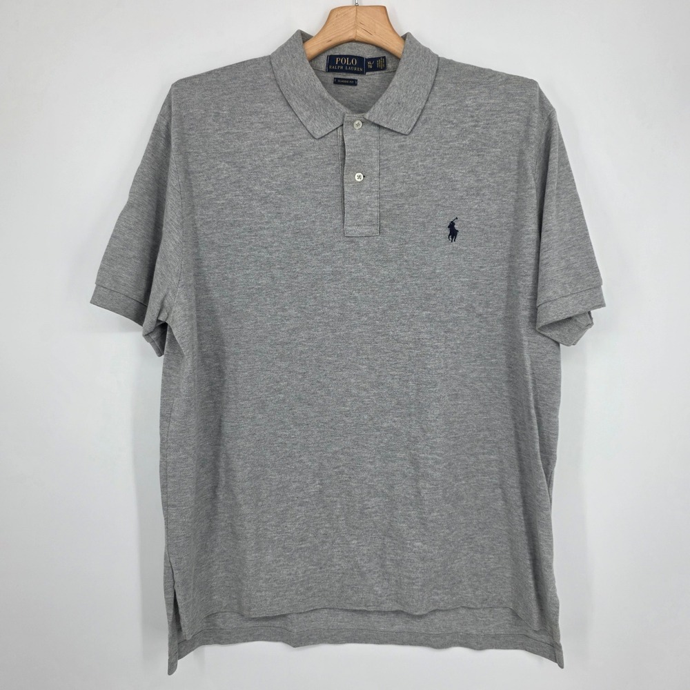 Polo Ralph Lauren Mens Classic Fit Short Sleeve Polo Shirt Heather Grey XL